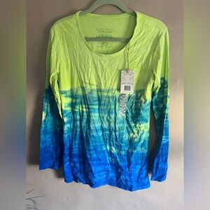 Earth Yoga Women's Lime and Ocean Long Sleeve Tee